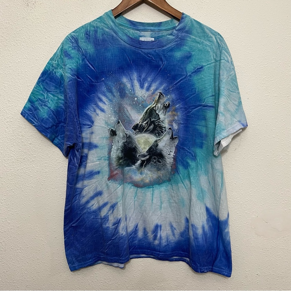 LUXE Short Sleeve Wolf Graphic Tee Shirt XL Tie Dye